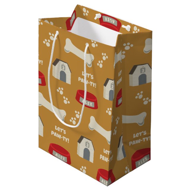 Puppy Birthday Paw-ty Medium Gift Bag (Front Angled)