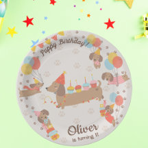 Puppy Birthday Pawty Paper Plate