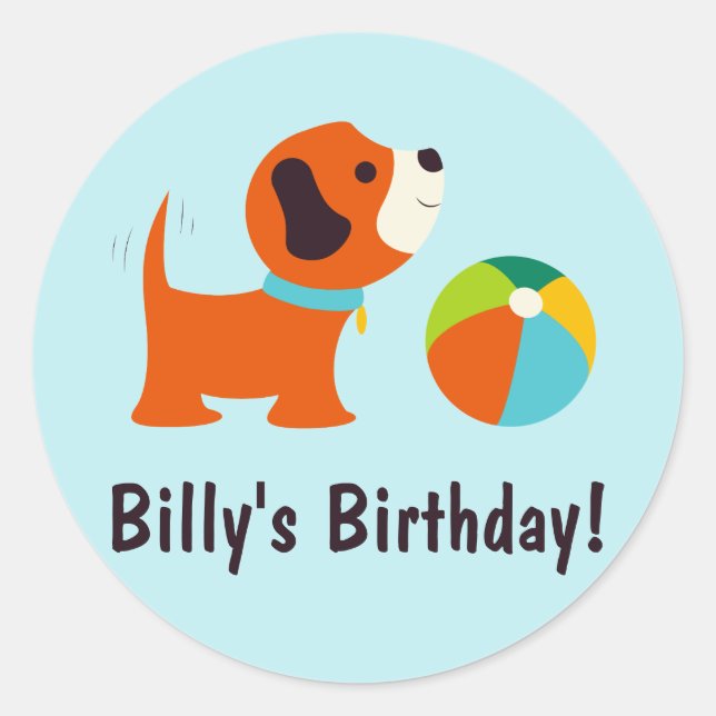 Puppy Birthday Sticker (Front)