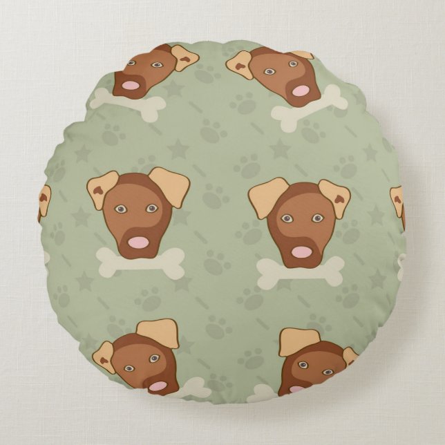 Puppy, Bone, Sweet Round Cushion (Front)