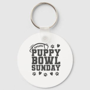 Puppy Bowl Sunday Super Footll Game Party Dogs Dog Key Ring