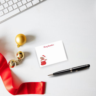 Puppy Bulldog In Santa's Bag Merry Reminders Post-it Notes