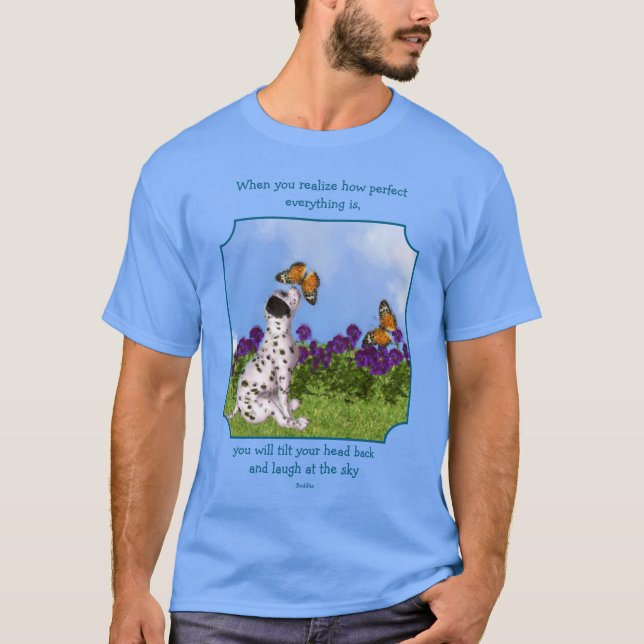 Puppy Butterfly Buddha Inspirational Quote  T-Shirt (Front)