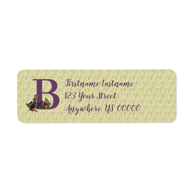 Puppy Butterfly Monogram Initial B Return Address (Front)