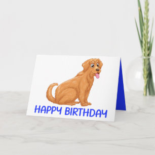 Puppy Cartoon Golden Retriever Dog Happy Birthday Card