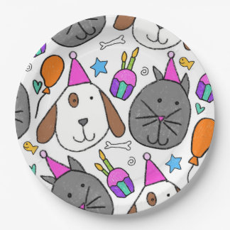 "Puppy Cat Party Plates" Paper Plate