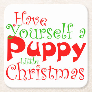 Puppy Christmas Holiday Paper Coaster