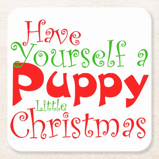 Puppy Christmas Holiday Paper Coaster (Front)