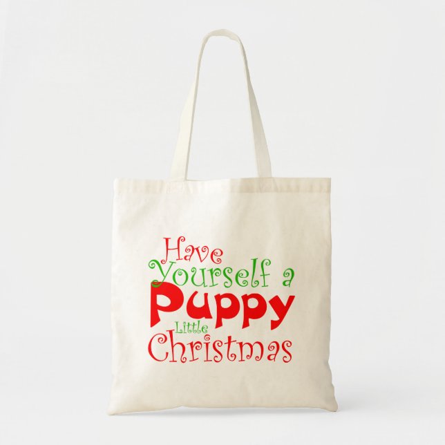 Puppy Christmas Holiday Tote Bag (Front)