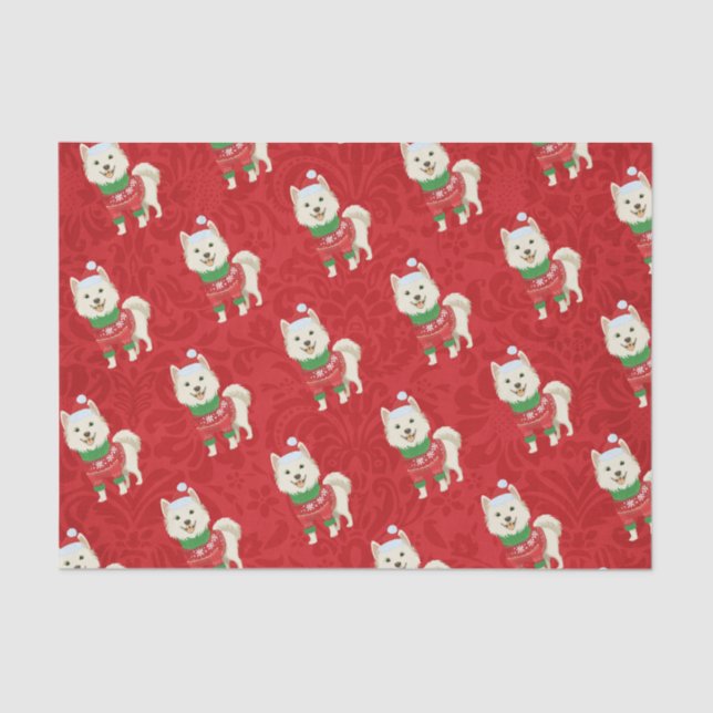 Puppy Christmas Husky Pomeranian Shiba Santa Dog  Tissue Paper (Front)