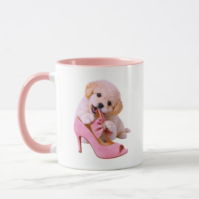 Puppy Cute Glam Dog Pink Theme Mug (Left)