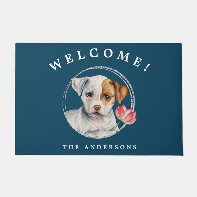 Puppy Dog | Add Your Family Name Welcome Doormat (Front)