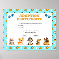 Puppy dog adopt a pet certificate editable