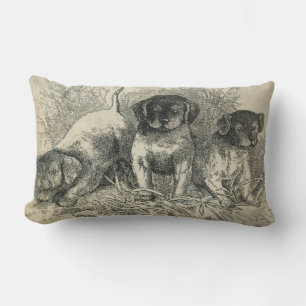 Puppy Dog Adorable Puppies Vintage Lumbar Cushion