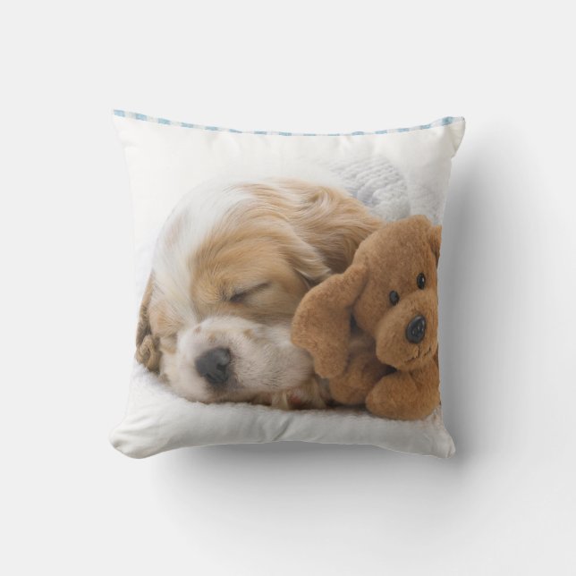 Puppy Dog and Teddy Bear Throw Pillow (Front)