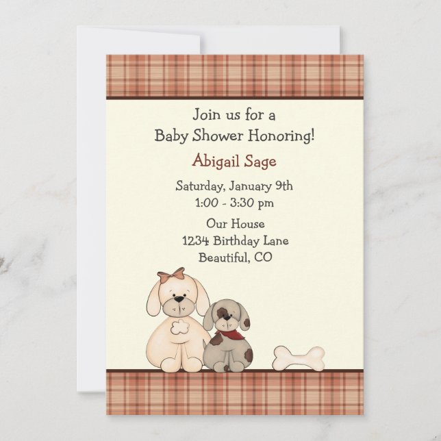 Puppy Dog Baby Shower Invitation for Boys (Front)