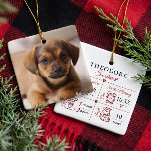 Puppy Dog Birth Stats Photo Name Personalised Ceramic Ornament