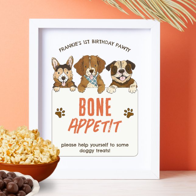 Puppy Dog Birthday Food Table Bone Appetit Sign (Creator Uploaded)