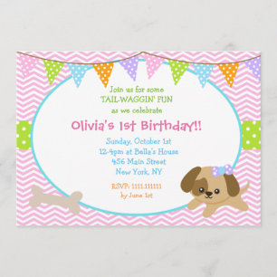 Puppy Dog Birthday Invitations for Girl