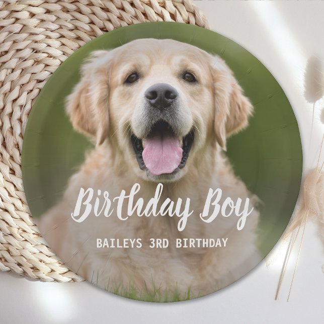 Puppy Dog Birthday Party Custom Pet Photo Paper Plate (Creator Uploaded)