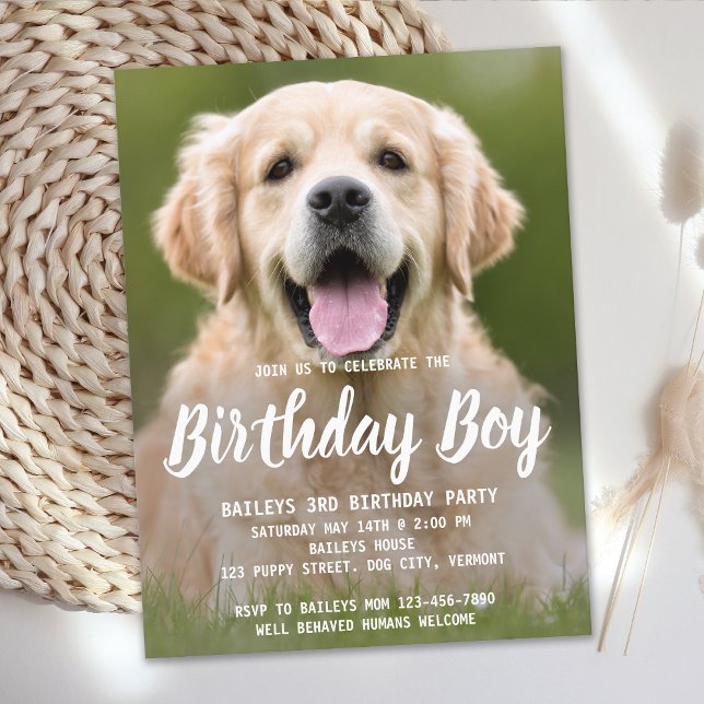 Puppy Dog Birthday Party Cute Pet Photo Invitation Postcard (Creator Uploaded)
