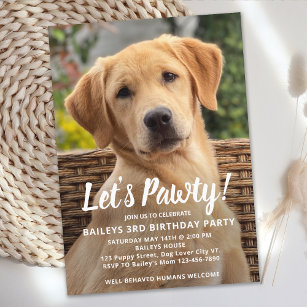 Puppy Dog Birthday Party Personalised Pet Photo Invitation
