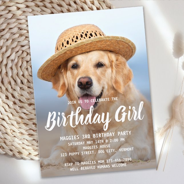 Puppy Dog Birthday Party Personalised Pet Photo Invitation (Creator Uploaded)