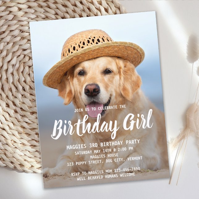 Puppy Dog Birthday Party Personalised Pet Photo Invitation Postcard (Creator Uploaded)