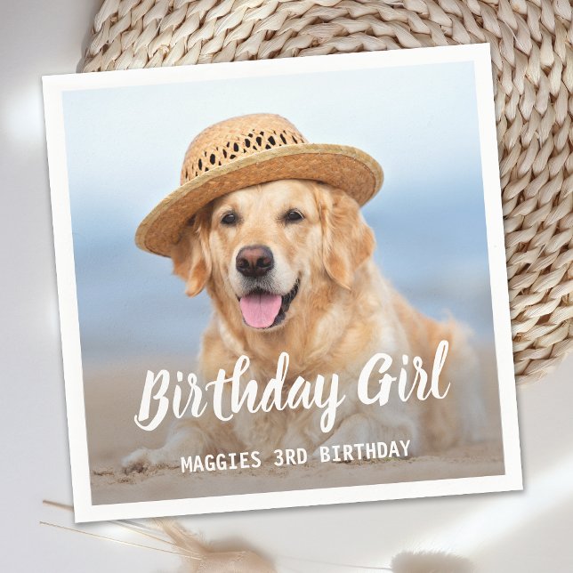 Puppy Dog Birthday Party Personalised Pet Photo Na Napkin (Creator Uploaded)