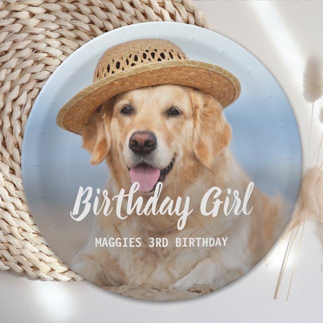 Puppy Dog Birthday Party Personalised Pet Photo Paper Plate (Creator Uploaded)