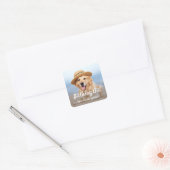 Puppy Dog Birthday Party Personalised Pet Photo Square Sticker (Envelope)