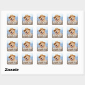 Puppy Dog Birthday Party Personalised Pet Photo Square Sticker (Sheet)