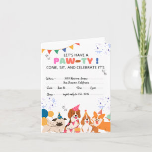 Puppy Dog Birthday Party Puppy Paw-ty Invitations