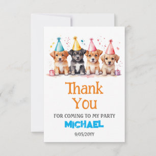 Puppy Dog Birthday Party Thank You Card