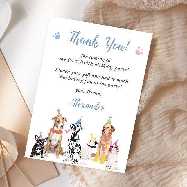 Puppy Dog Birthday Party Thank You Card (Creator Uploaded)