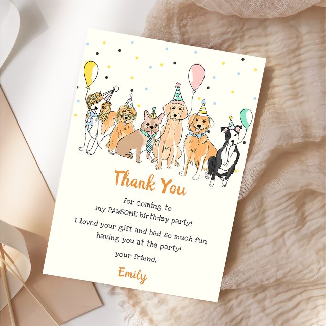  Puppy Dog Birthday Party Thank You Card (Creator Uploaded)