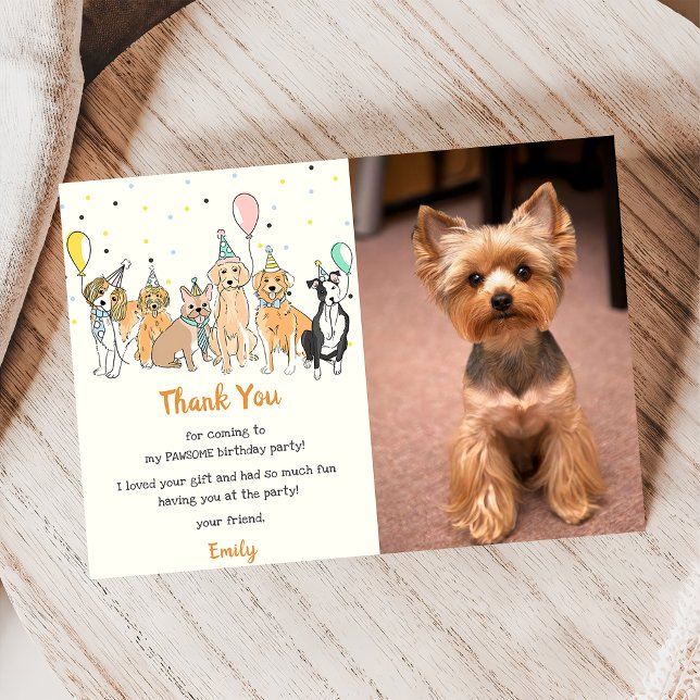  Puppy Dog Birthday Party Thank You Card (Creator Uploaded)