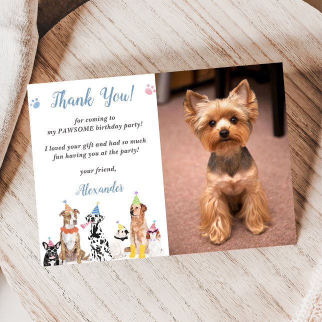Puppy Dog Birthday Party Thank You Card Photo (Creator Uploaded)