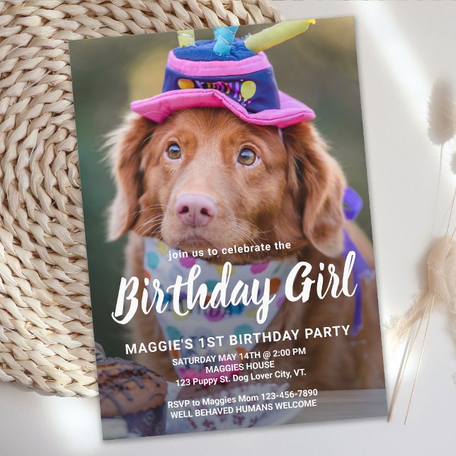 Puppy Dog Birthday Personalised Pet Photo Party Invitation (Creator Uploaded)