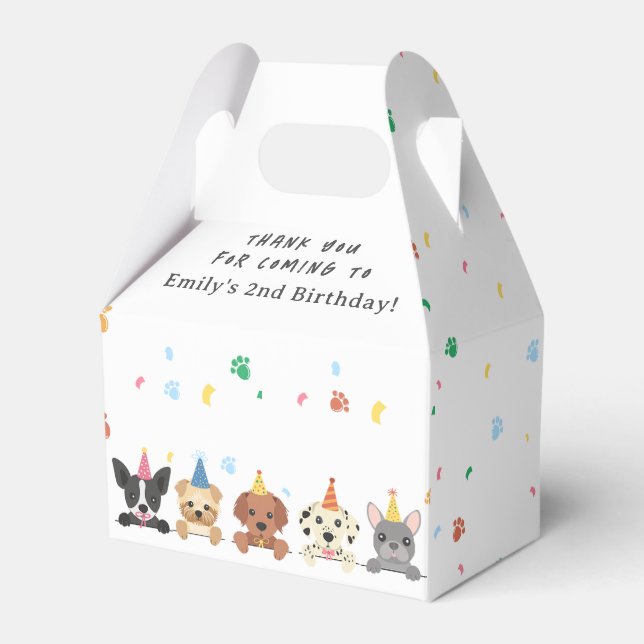 Puppy Dog Birthday Thank You  Favour Box (Front Side)
