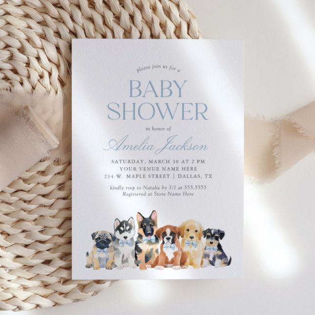 Puppy Dog Boy Baby Shower Invitation (Creator Uploaded)