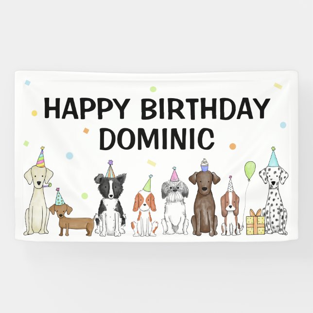Puppy Dog Boy Birthday Party Banner (Horizontal)