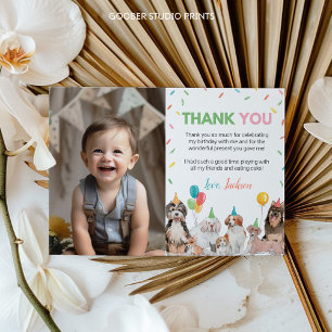 Puppy Dog Boy Birthday Photo Thank You Card