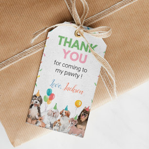 Puppy Dog Boy Birthday Theme Thank You Tag