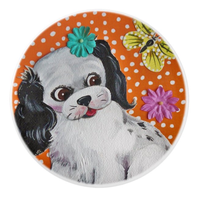 Puppy Dog Child's Kid's Drawer Pull Door Knob (Front)