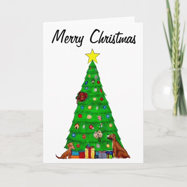 Puppy Dog Christmas Tree Card (Front)