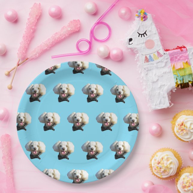 Puppy Dog Custom Photo Pattern Paper Plate (Party)