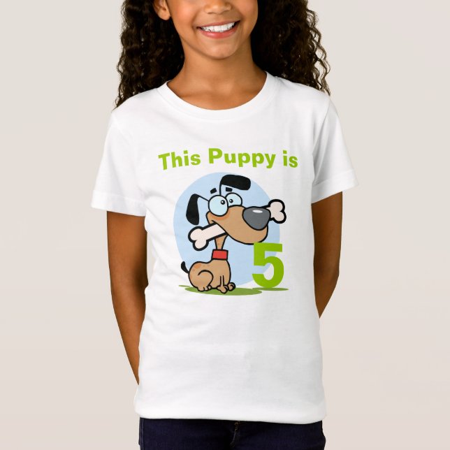 Puppy Dog Customisable Birthday T-shirt (Front)