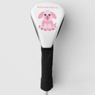 Puppy Dog Cute Cartoon Blush Pink Personalized Golf Head Cover