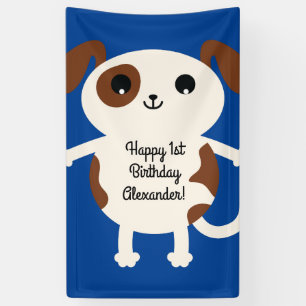 Puppy Dog Cute Colourful 1st Birthday Party Theme Banner
